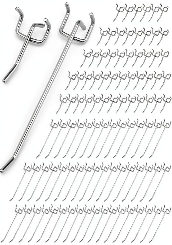 QWORK Pegboard Hooks Stainless Steel Rust Resistant 100 Pack-0