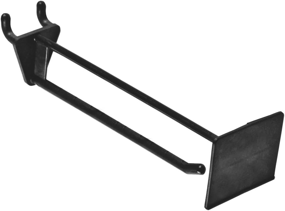 Azar Displays black pegboard hooks installed on a retail display wall