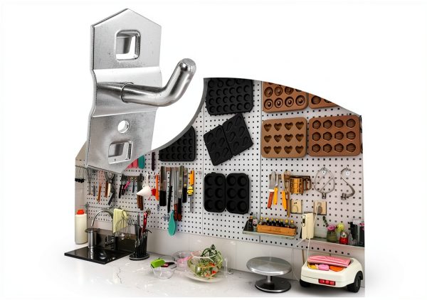 PRETYZOOM Pegboard Hooks Silver Metal Modern Organizer-4