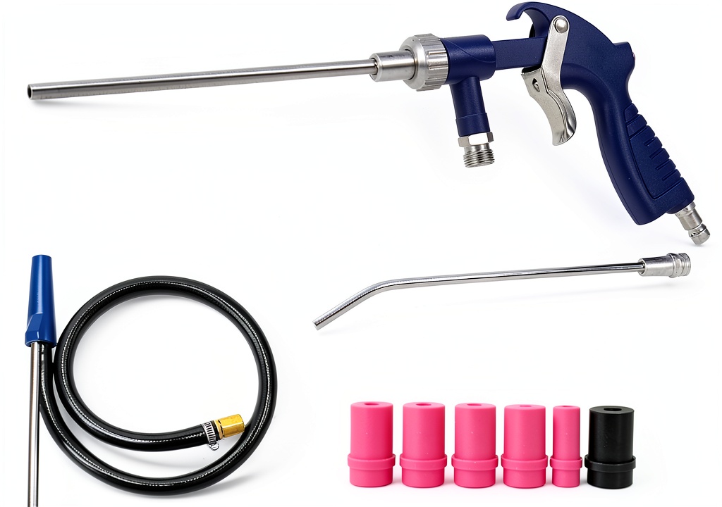 Power Aero Novia sandblaster gun in use on a metal surface