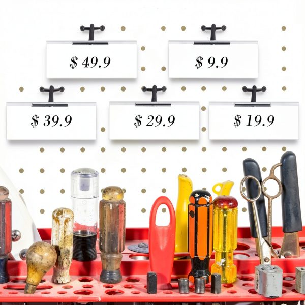 Tandefio Pegboard Hooks Metal Label Holders Garage Storage-4