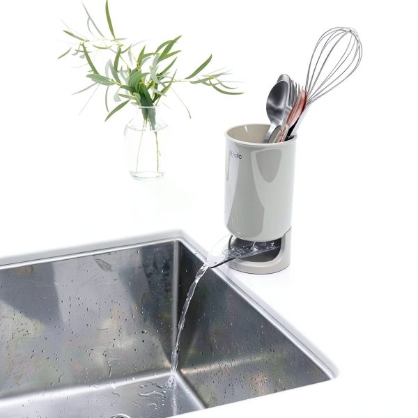 Underdog Self-Draining Utensil Holder with Drainage Spout – Glossy-1