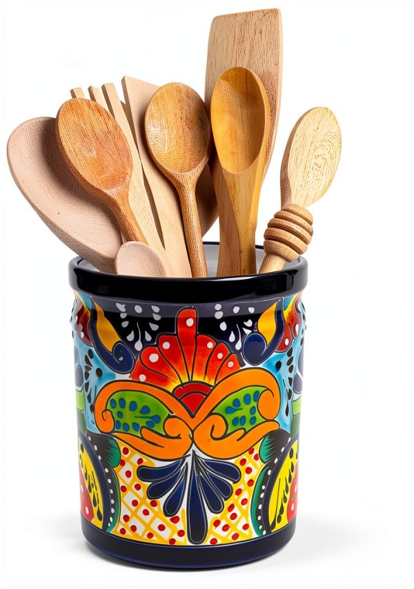 Enchanted Talavera Large Handpainted Ceramic Utensil Holder for-8