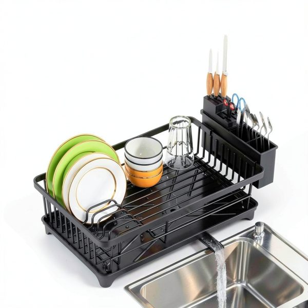 Dish Drying Rack Kmiectse Black Metal 15.2x11.2x5.7-5