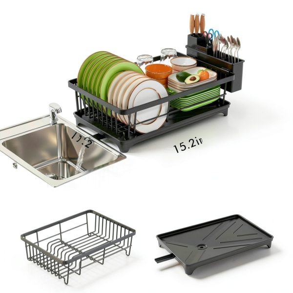 Dish Drying Rack Kmiectse Black Metal 15.2x11.2x5.7-2