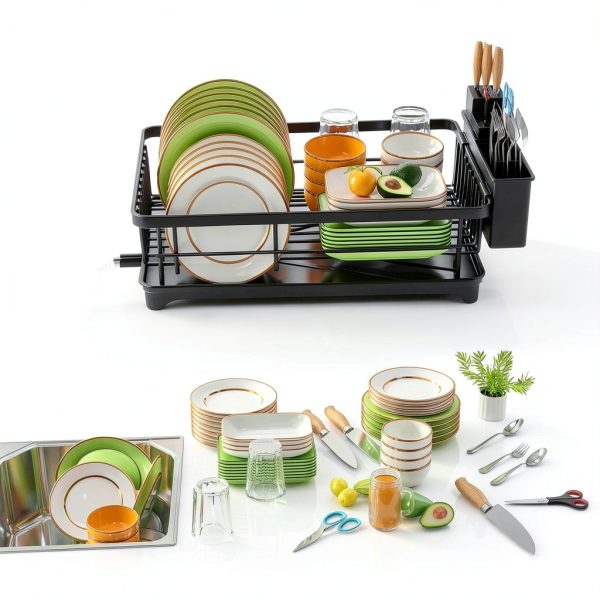 Dish Drying Rack Kmiectse Black Metal 15.2x11.2x5.7-6
