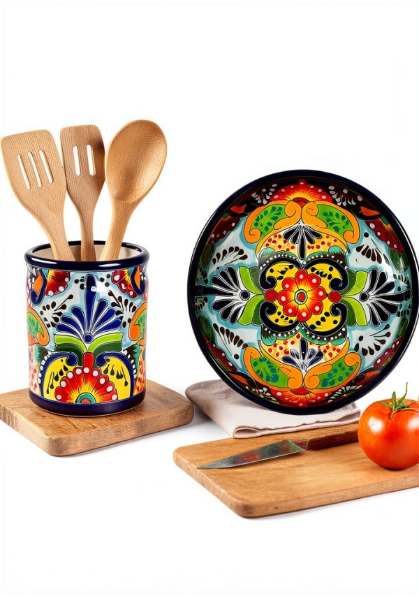 Enchanted Talavera Large Handpainted Ceramic Utensil Holder for-7