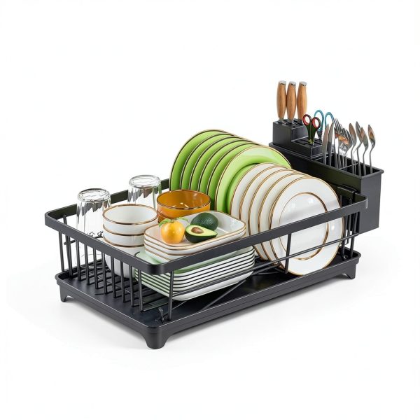 Dish Drying Rack Kmiectse Black Metal 15.2x11.2x5.7-3