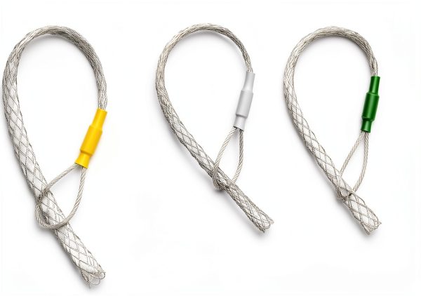 Cable Pulling Grip Sock Kit Galvanizing Steel Antislip Pipe Cable Wire Pulling Grips Lassos Set Flexible Eye Mesh Rope Black-1