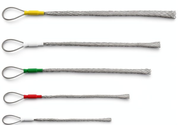 Cable Pulling Grip Sock Kit Galvanizing Steel Antislip Pipe Cable Wire Pulling Grips Lassos Set Flexible Eye Mesh Rope Black-2